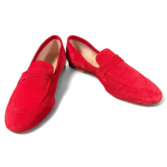 RICCARDO BOCCIA Women's Italian Leather Red Suede Slip On Loafers, Size 41/10.5 - Picture 2 of 6